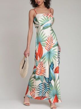 Avec Les Filles - Bias Cut Floral Maxi Dress  - Size 4